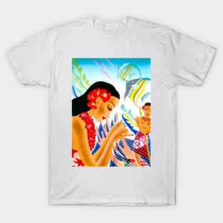 Woman Wearing Flowers, Island Vacation & Holiday 1930s T-Shirt